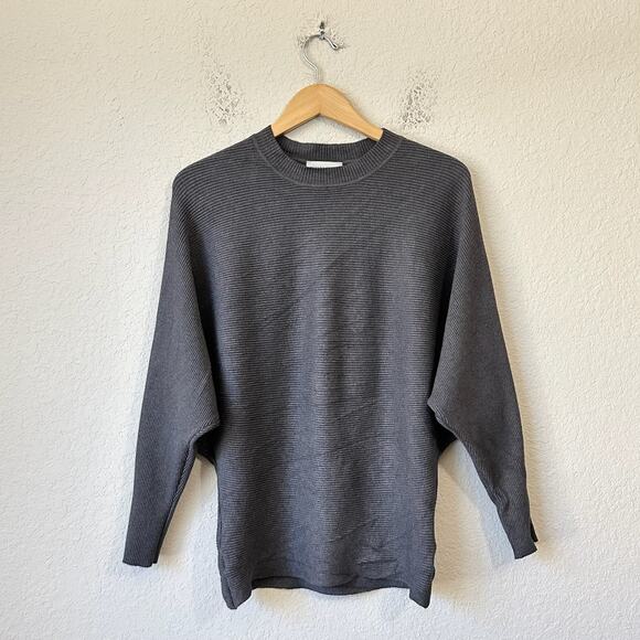 MODERN CITIZEN Sweater Gray Pullover Dolman Sleeve Ribbed Knit Stretch - Picture 1 of 9